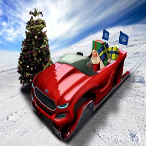 Santa Claus In His Ford Evos